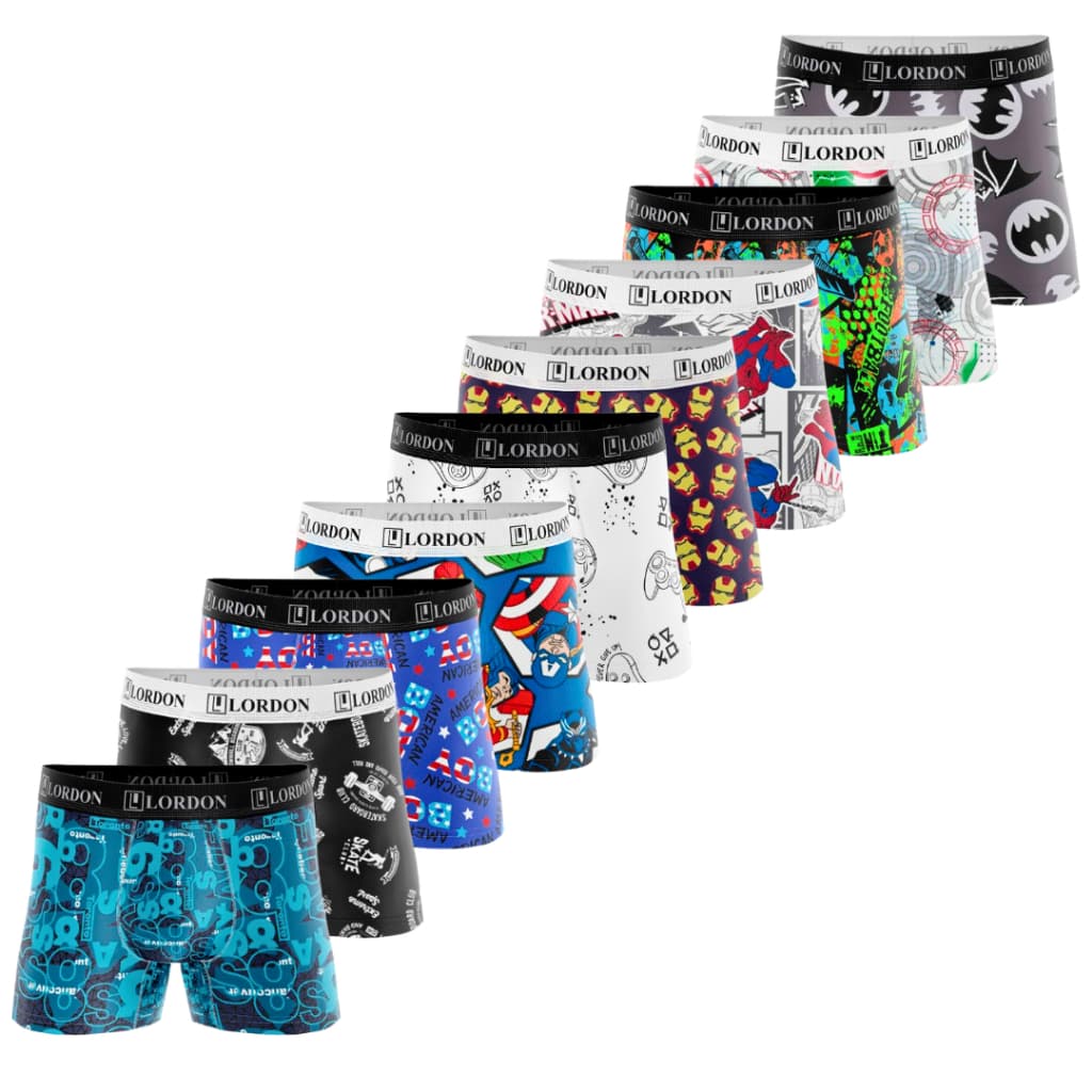 Kit 10 Cuecas Boxer Box Infantil Juvenil Menino Estampada